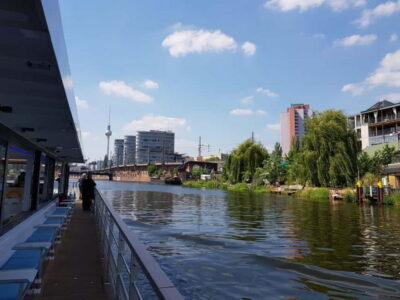 East Side Gallery Spree Cruise in a Solar Catamaran